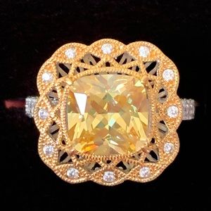 VANNA K BELLA LUCE CANARY AND DIAMOND ETERNO YELLOW AND PLATINEVE RING